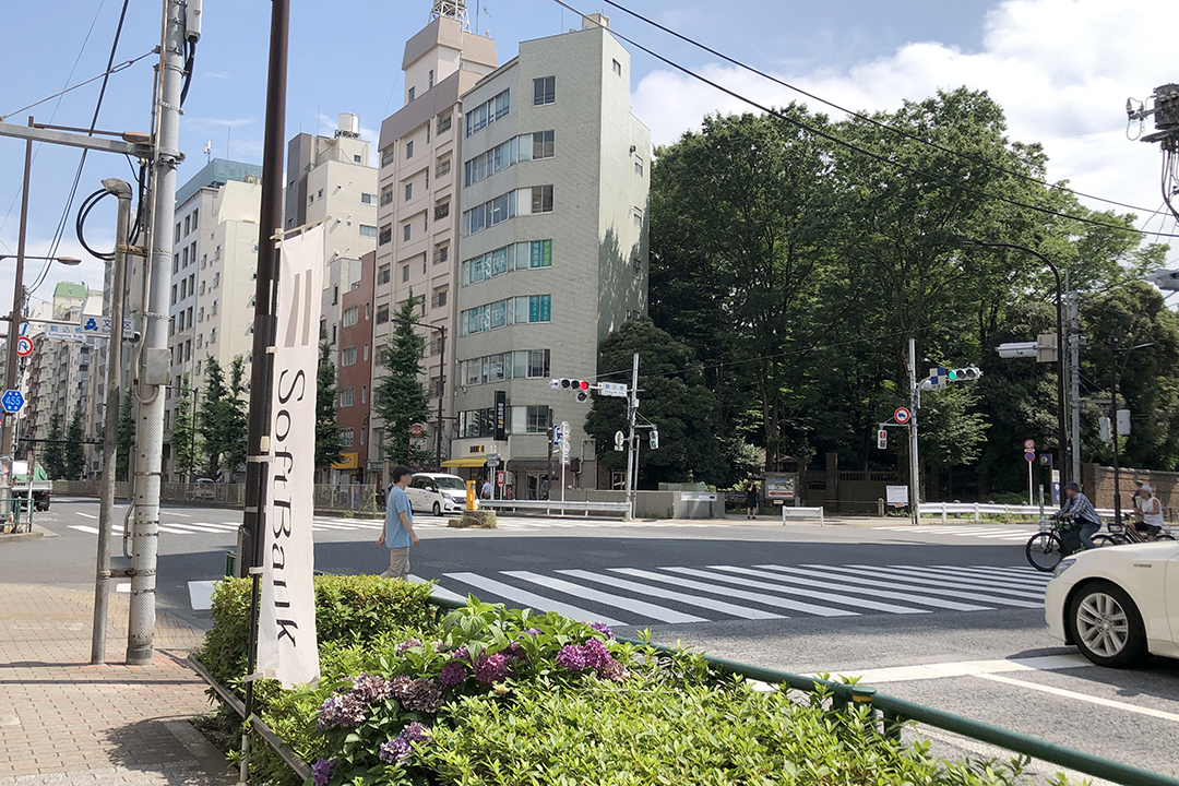 右斜め前に染井門が見えてきた写真