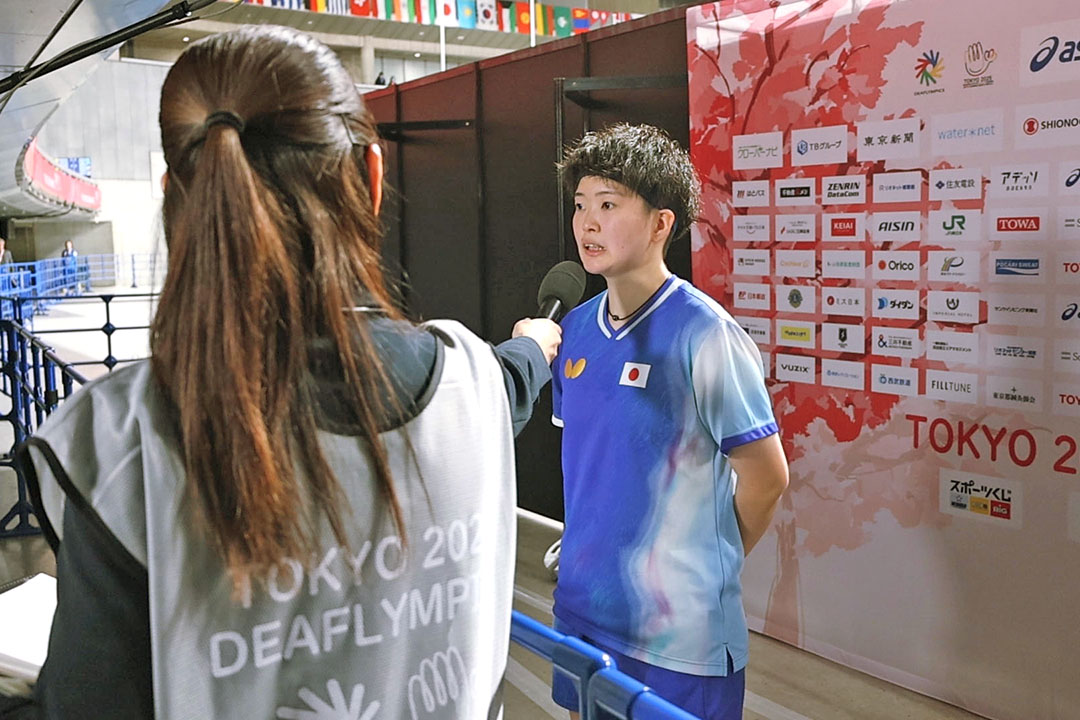 試合後のインタビューを受ける木村選手