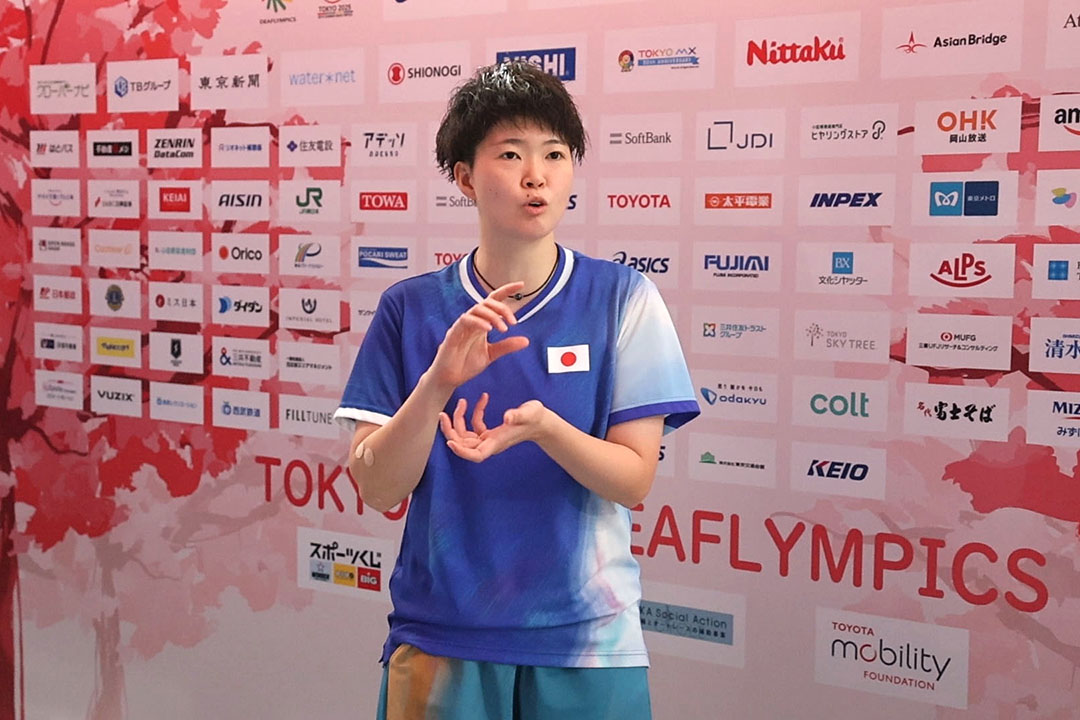 インタビューを受ける木村亜美選手