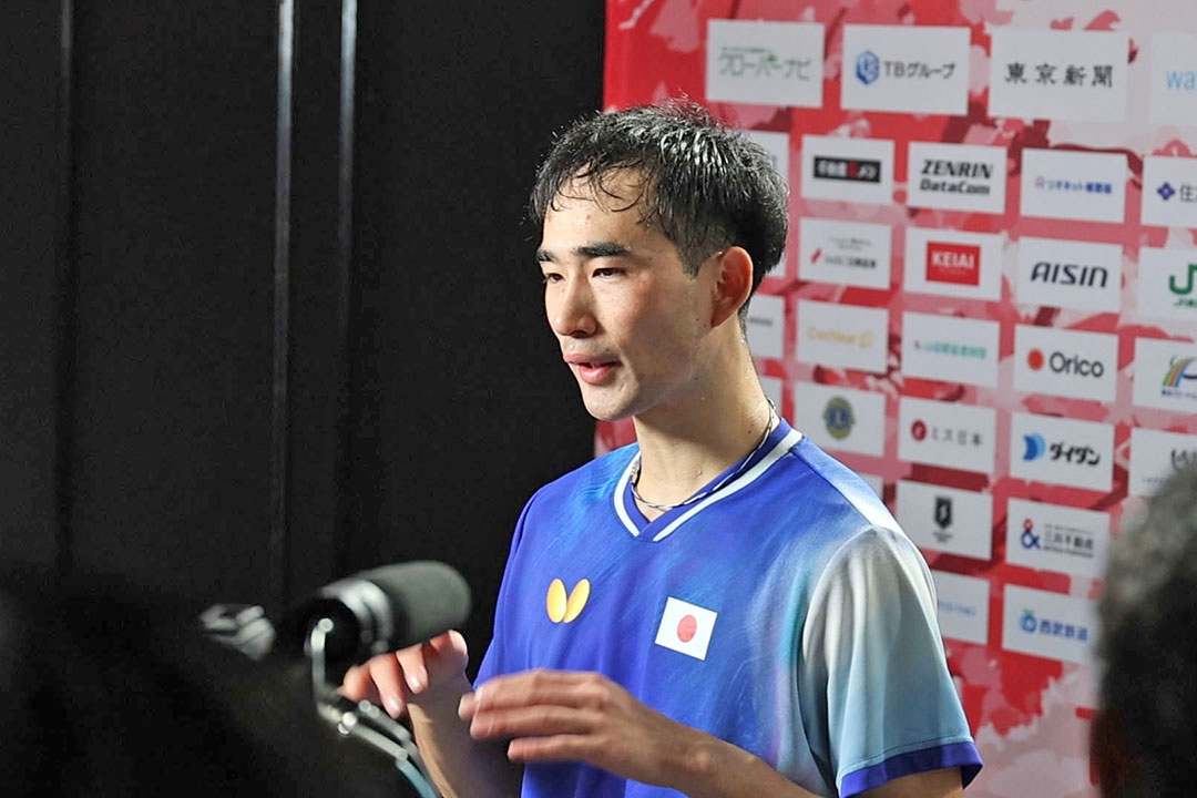 試合後のインタビューに答える川口功人選手